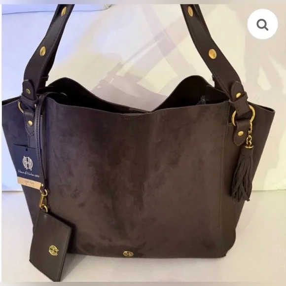 House of Harlow 1960 Style Brown Suede Tote Bag-NWOT - Picture 2 of 11